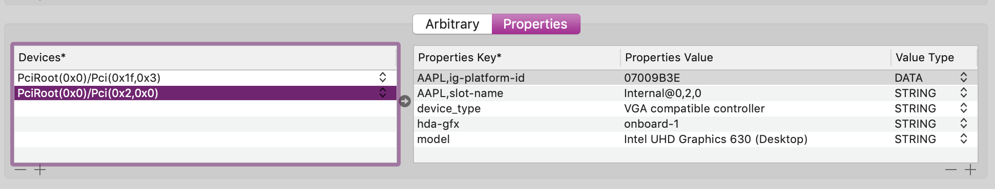 Devices / Properites