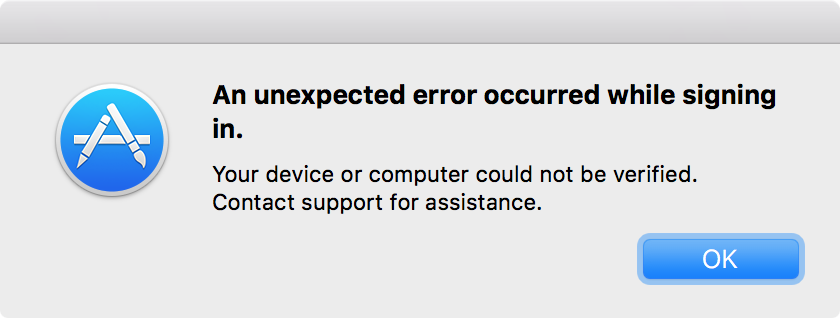 Your device or computer could not be verified
